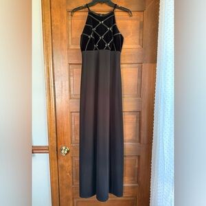Y2K Vintage Black Rosette Prom Gown by Betsy & Adam